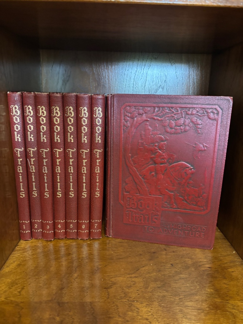 BOOK TRAILS Complete Set 1-8  Embossed Cover 1946 Edition Children's Anthology